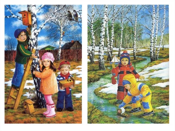 Весна карточки для детей