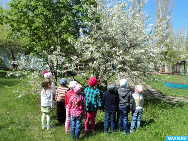 Дети на прогулке весной