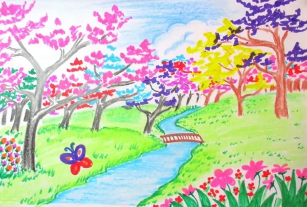 Рисование Цветущий сад