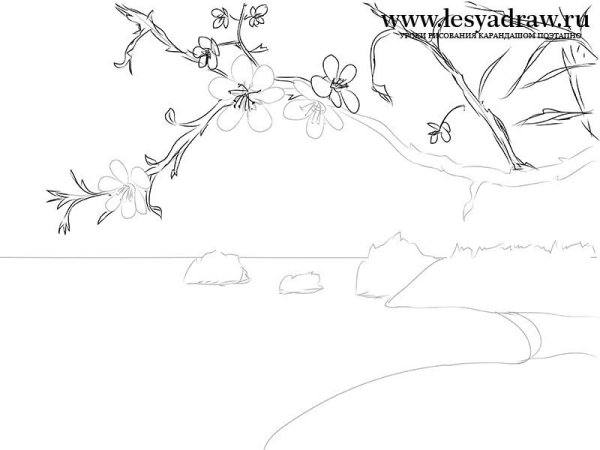 Весна рисунок карандашом