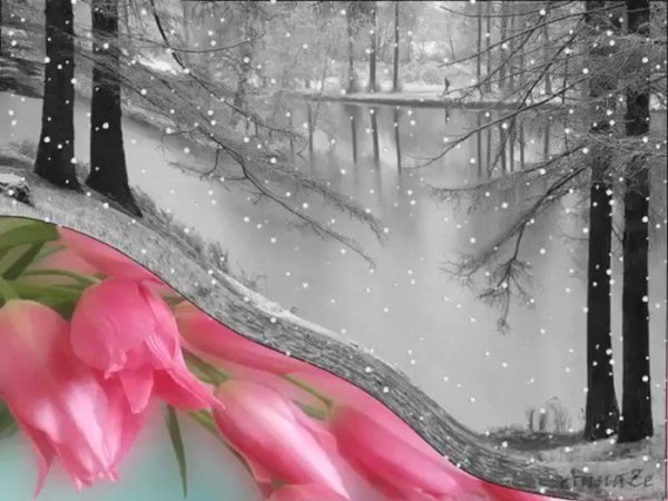 Снегопад мерцающие открытки