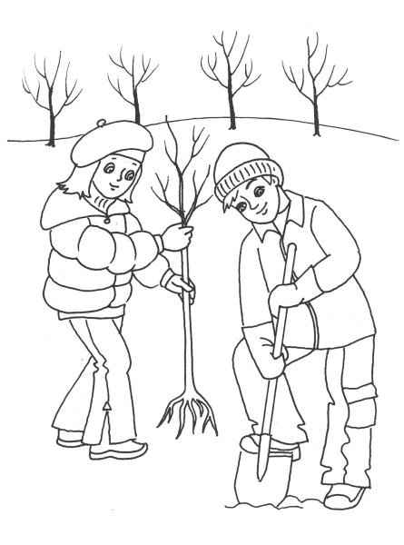 Весенний пейзаж раскраска