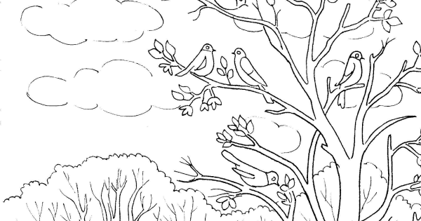 Раскраска Весна для детей горизонтальная