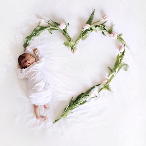 Новорожденный в цветах
