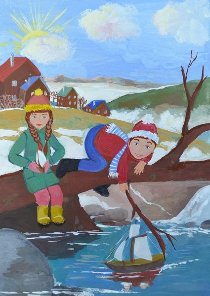 Рисование весенние кораблики