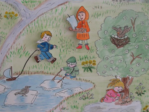 Весенние забавы рисунок легкий