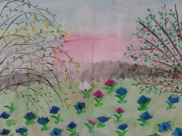 Рисунок на тему к нам Весна шагает быстрыми шагами