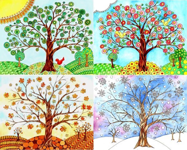 «Времена года: зима, весна, лето, осень», гигантская раскраска, формат А1