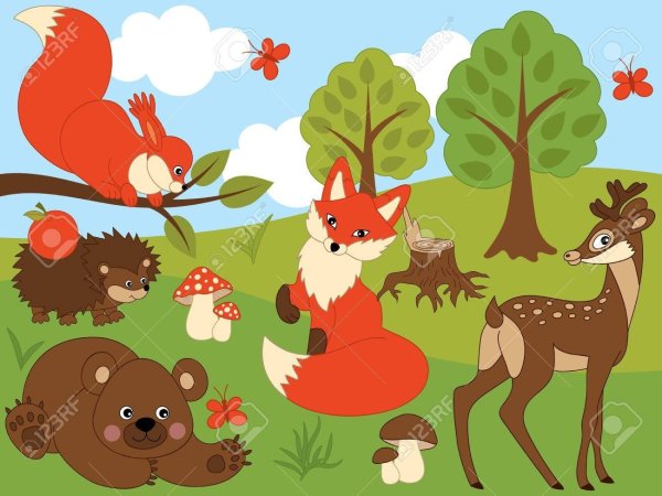 Животные в лесу мультяш