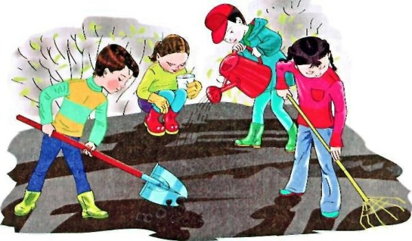 Труд на участке в детском саду