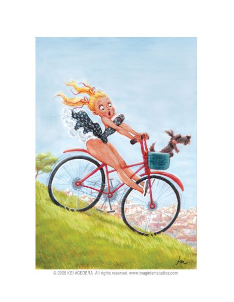 Рыжая девушка акварель