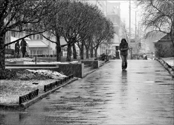 Серая осень город