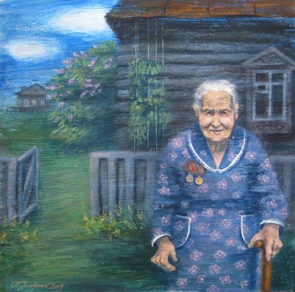 Бабушка деревня живопись