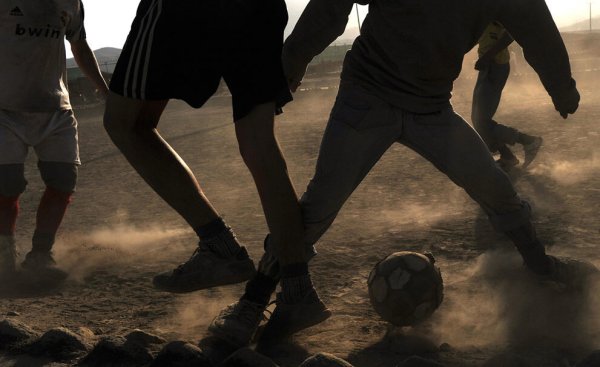 Футбол мяч и поле ворота