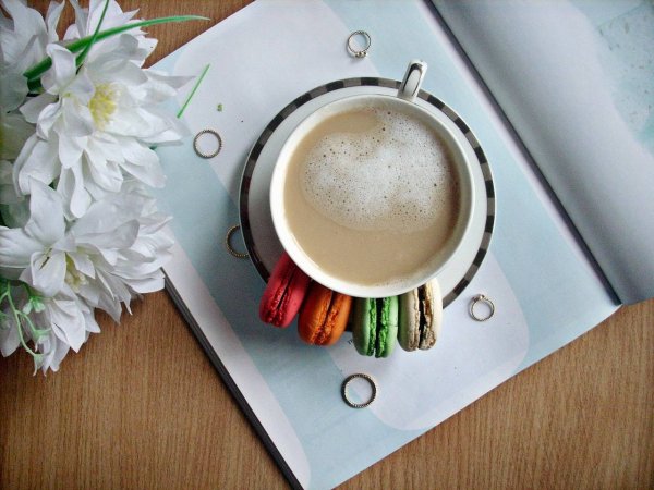 Весенние цветы и кофе