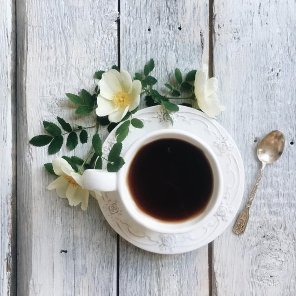 Кофе и цветы