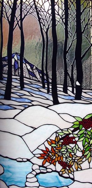 Пейзаж в витражном стиле