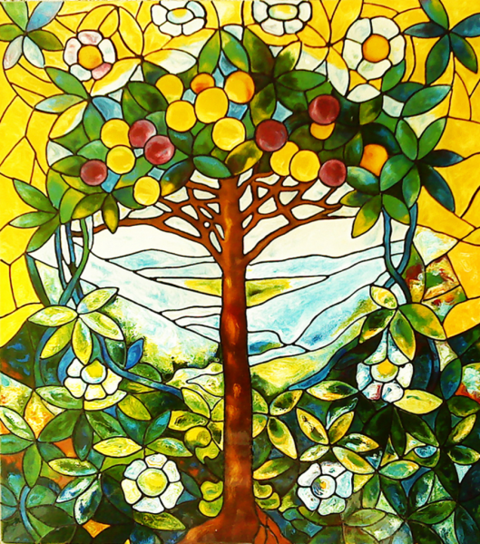 Витраж Райский сад