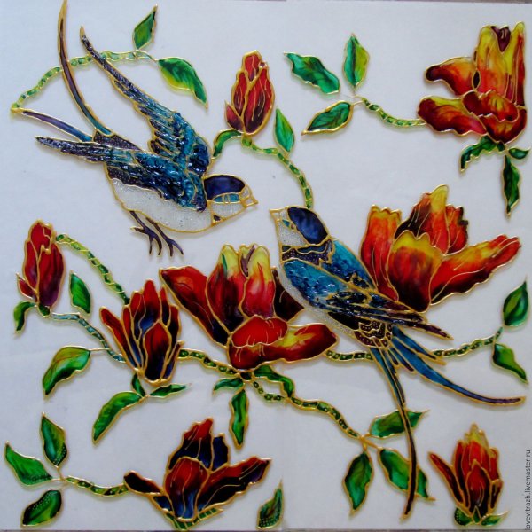 Роспись стекла Весна