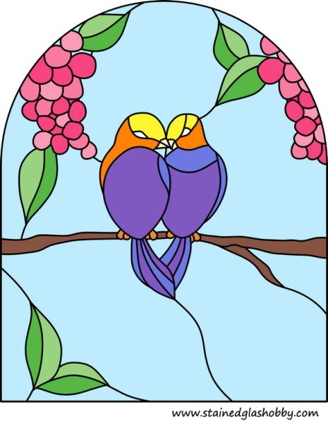 Витраж цветочные деревья