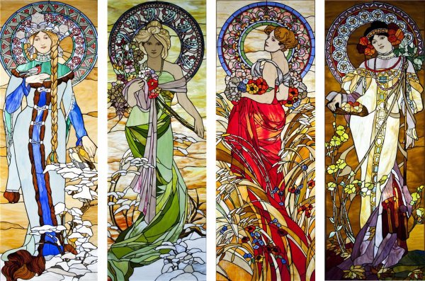 Витраж Тиффани птицы