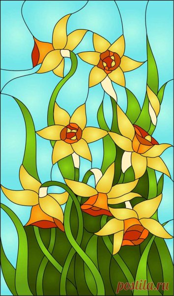 Декоративные пейзажи витраж