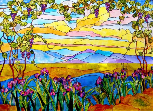 Витраж раскраска природа