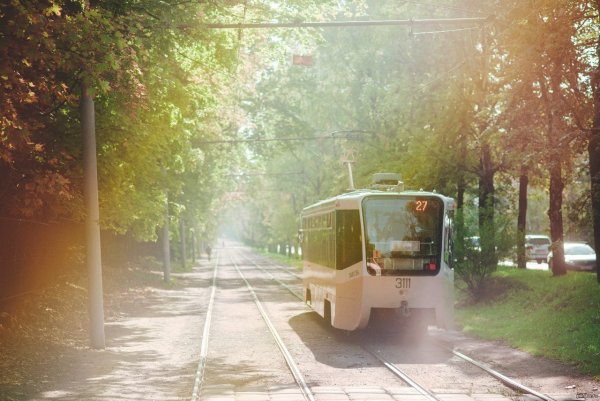 Трамвай Питер 20 век акварель