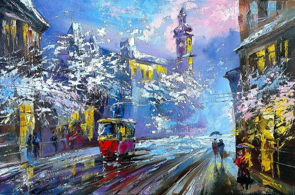 Трамвай в Москве зимой