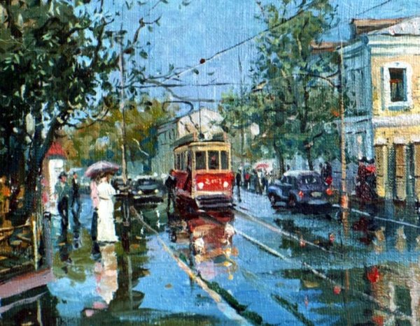 Пейзаж с трамваем