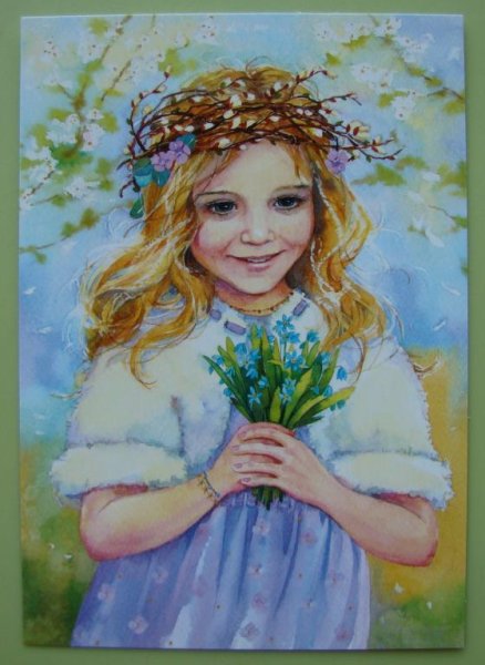 Девушка с цветами рисунок