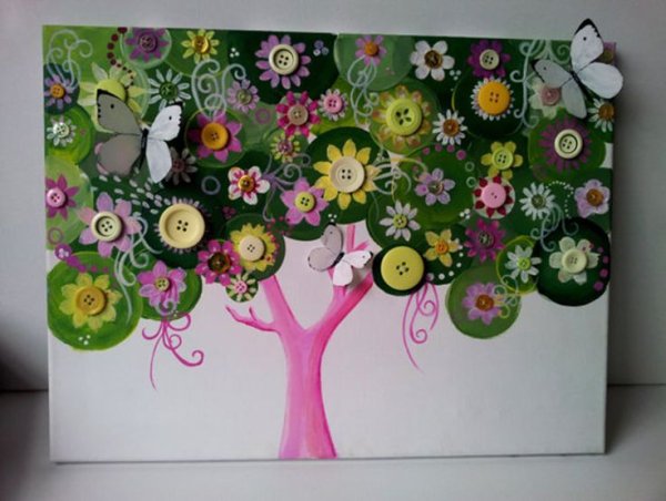 Панно из пуговиц дерево
