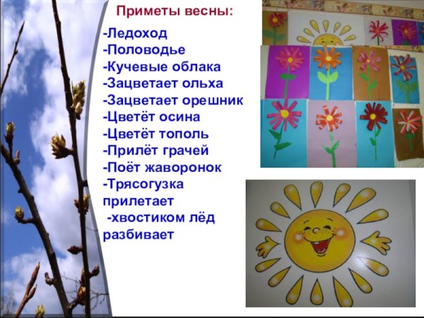 Весенние признаки для детей