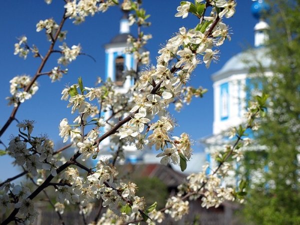 Церковь храм деревня речка осень