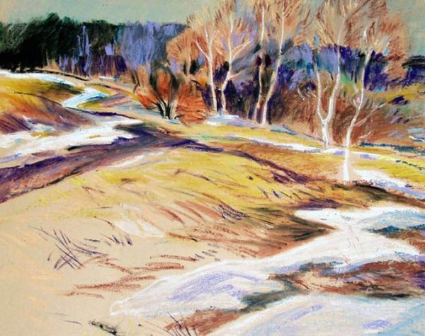 Весенний пейзаж пастелью