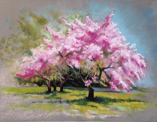 Весна пейзаж пастель