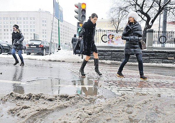Москва зимой слякоть и грязь