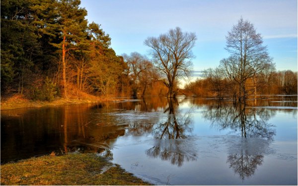 Разлив реки весной