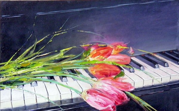 Картина маслом пианино