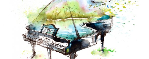 Рояль акварель