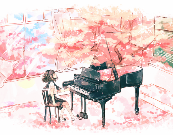 Пианист акварель