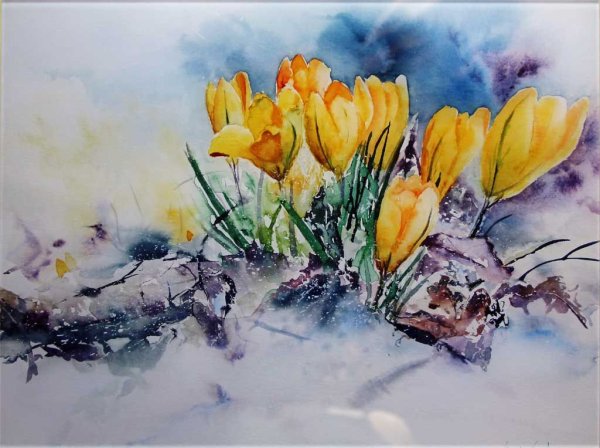 Весенние цветы акварель