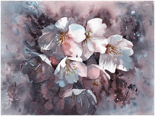 Весна акварель живопись