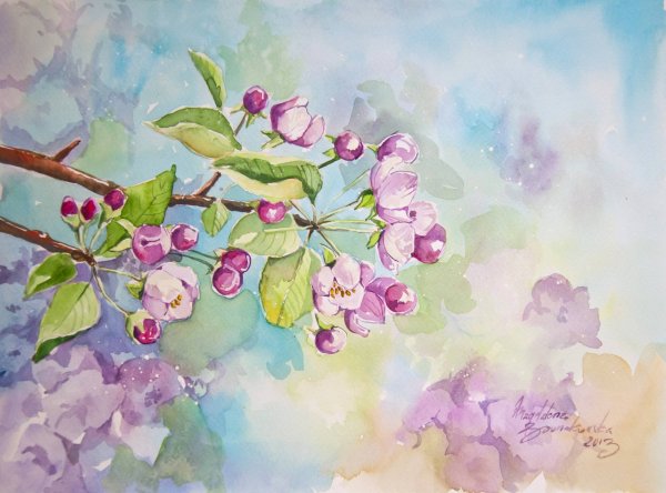 Весенние пейзажи акварелью легкие