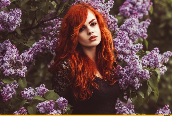 Рыжая девушка в цветах