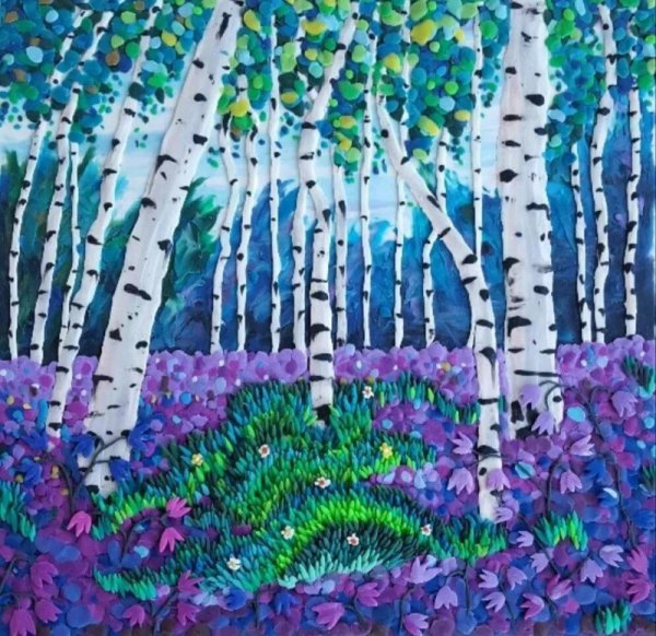 Пластилинография рельефная Берёзовая роща