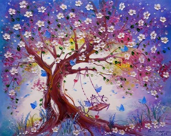 Картина цветущее дерево