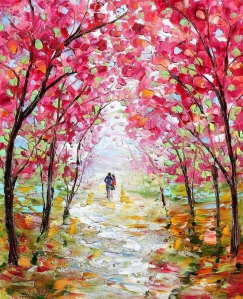 Весенний пейзаж акрилом