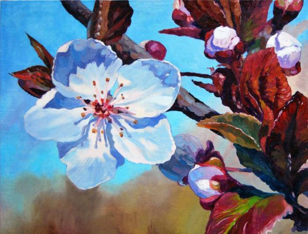 Пейзаж Весна акрилом