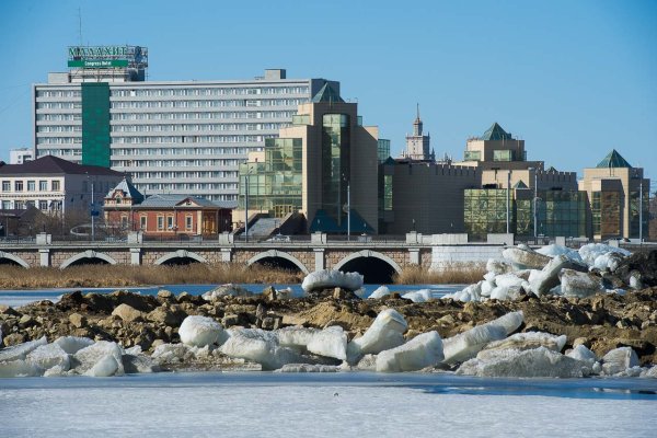 Река Миасс в Челябинске зимой